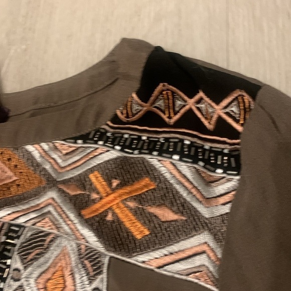 Hale Bob Emmeline‎ Embroidered Tunic mini Dress size S olive green - Picture 10 of 10